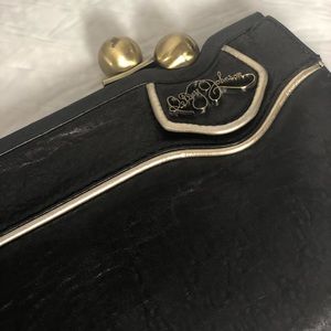 Black leather Betsey Johnson Clutch bag